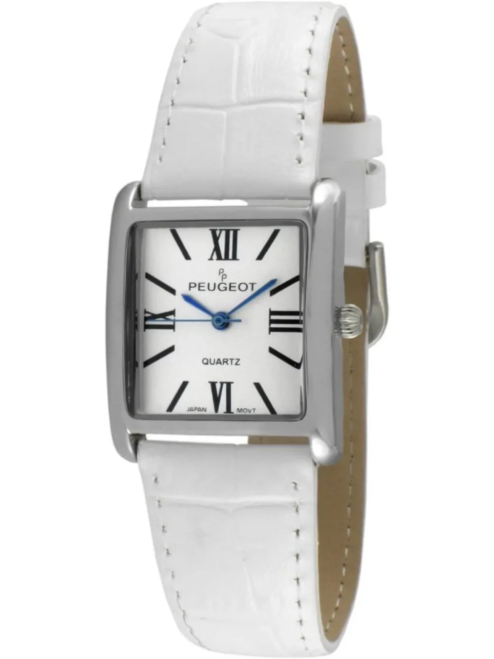 Women's White Leather Strap Roman Numerals Dial Classic Dress Wrist Watches